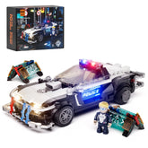Neon Punk Police Car Model Building Toy – with LED Lights