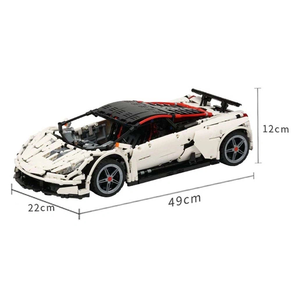 1:10 White Ultimatum GTR V10 Static Sports Car Building Blocks - 2961 PCS