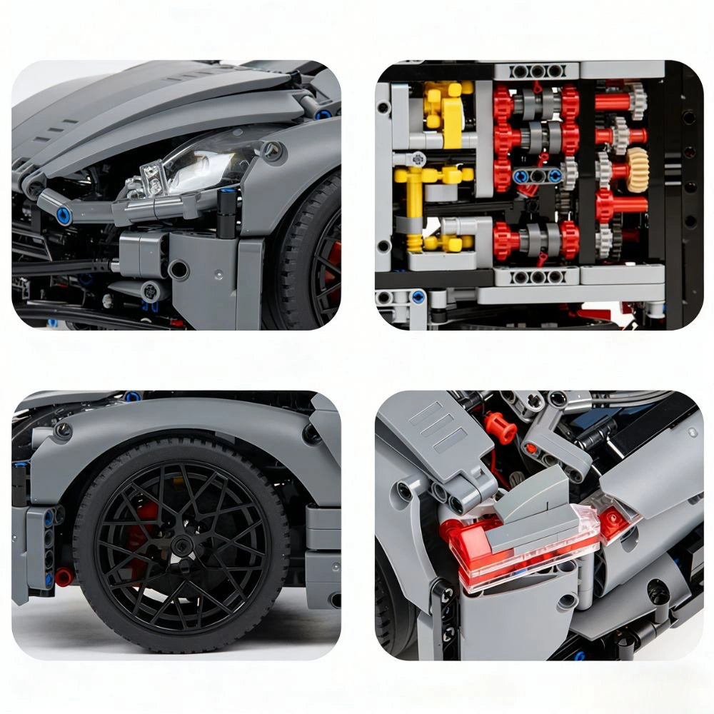 1:8 2024 Dark Gray UK Grand Tourer DB11 Static Sports Car Building Blocks - 2861 PCS